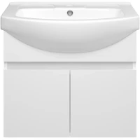 Тумба под раковину Misty Монро Э-Мнр01065-011Пр 61,8 см, подвесная, белый глянец/белый матовый