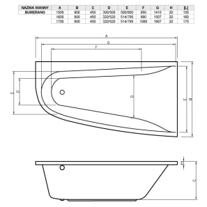 Изображение товара акриловая ванна 150x90 см правая vayer boomerang gl000010851