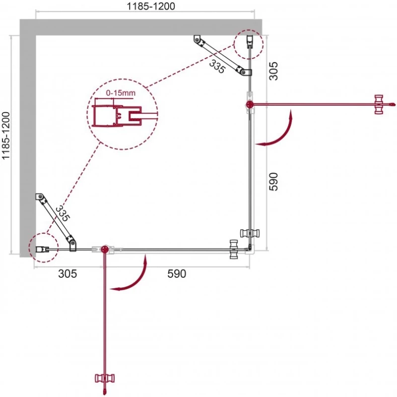 Душевой уголок 120x120 см BelBagno Etna ETNA-A-22-120-C-Cr прозрачное