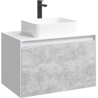 Тумба с раковиной белый глянец/бетон светлый 80 см Aqwella 5 Stars Mobi MOB0108W + MOB0708BS + 641945