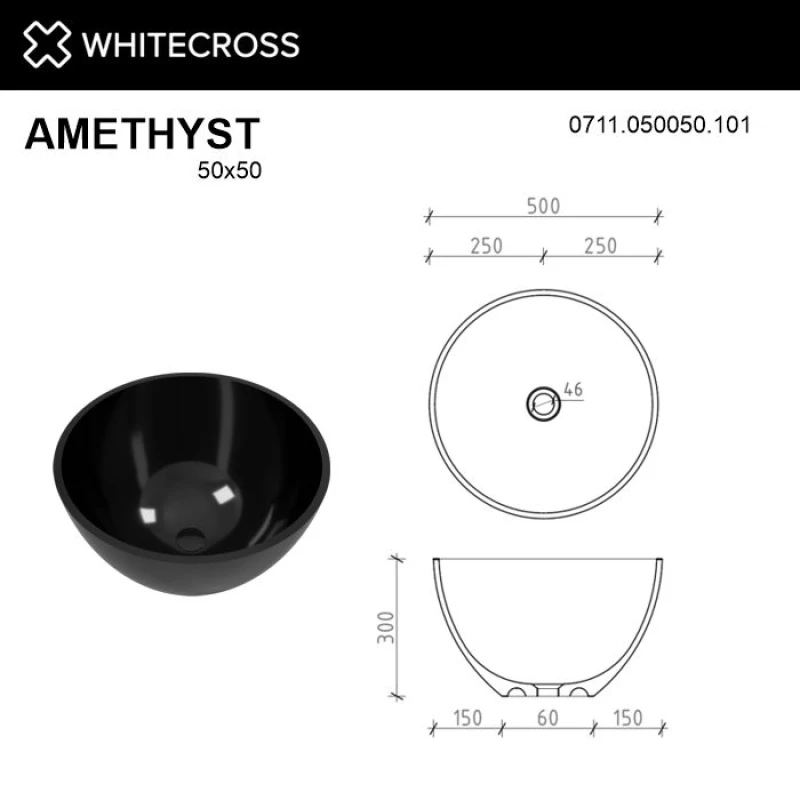 Раковина 50x50 см Whitecross Amethyst 0711.050050.101
