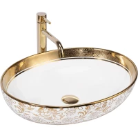 Раковина-чаша Rea Margot REA-U9650 52x40 см, накладная, белый/золото