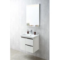 Комплект мебели белый глянец/грецкий орех 60 см Акватон Рене 1A258501NRC80 + 1WH302421 + 1A222302NR010