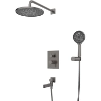 Душевой комплект BelBagno Delta 2.0 DEL2.0-VDSET-GM 253 мм, со смесителем, оружейная сталь матовый