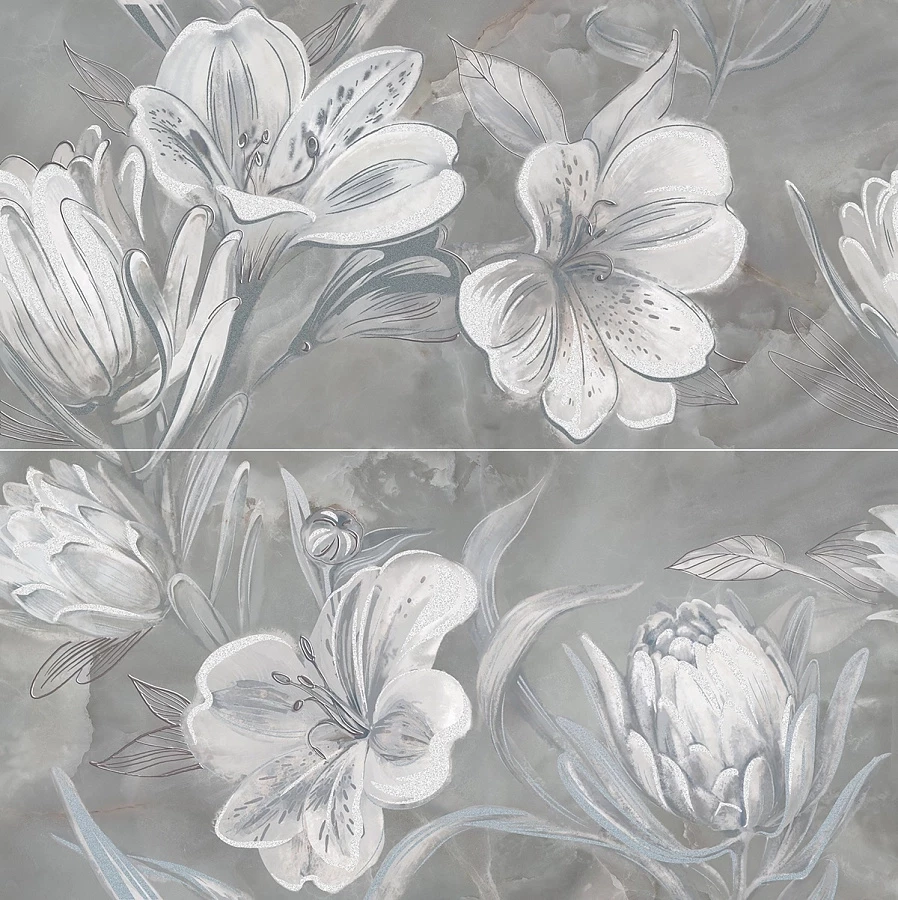 Пано Azori Opale Grey Flower 63x63 бордюр azori sonnet beige flower 6 2x50 5