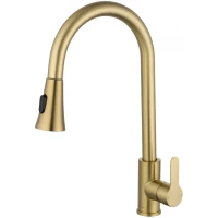 Смеситель для кухни Wonzon & Woghand WW-121E201L-BG с выдвижным изливом, золотой матовый