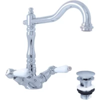 Смеситель для раковины Rav Slezak Morava Retro MK521.5/8 с донным клапаном, хром