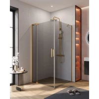 Душевой уголок Cezares Slider SLIDER-AH-1-100-100/110-GRIGIO-BORO 100-110x99,5 см, профиль золотой матовый, стекло графитовое