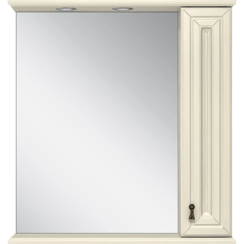 Зеркальный шкаф Misty Лувр П-Лвр03065-1014П 65x80 см R, с подсветкой, выключателем, слоновая кость