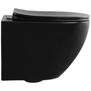 Изображение товара унитаз подвесной abber bequem ac1100mb безободковый, с сиденьем микролифт, черный матовый