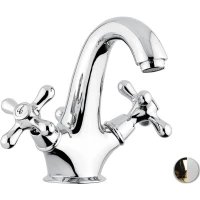 Смеситель для раковины Emmevi Deco Classic 12013/BO с донным клапаном, золотой/белый