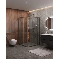 Душевой уголок Cezares Molveno MOLVENO-A-22-90+20-C-GM-IV 110x110 см, профиль оружейная сталь матовый, стекло прозрачное