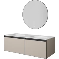 Комплект мебели Armadi Art Quatro Daphne 790-M2-140(70+70)-D-A + 793-140-2-W + 545-100-GM 141 см, подвесной, бежевый матовый