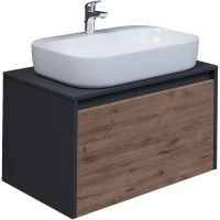 Тумба с раковиной дуб веллингтон/графит 70 см Grossman Смарт 107009 + GR-3027