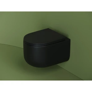 Изображение товара унитаз подвесной ceramica nova ulma cn4006mb безободковый, с сиденьем микролифт, черный матовый
