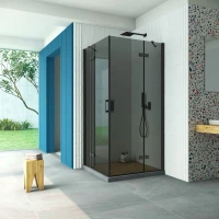 Душевой уголок Vegas Glass AFA Retta 100 02М 07 100x100 см, профиль черный матовый, стекло графитовое