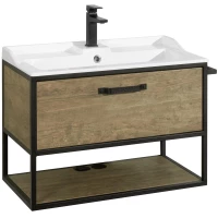 Тумба с раковиной дуб кантри/черный 80 см Акватон Лофт Фабрик 1A2424K0LTDY0