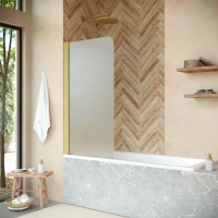 Шторка на ванну Vegas Glass EV NOVO 60 03 10 L 61 см L, профиль золотой матовый, стекло сатин