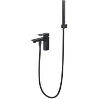 Смеситель на борт ванны Aquatek Вега AQ1044MB с душевым гарнитуром, черный матовый