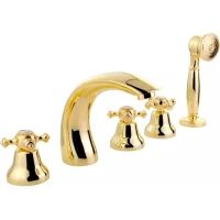 Смеситель на борт ванны Migliore Prestige 31610 с душевым гарнитуром, золотой 