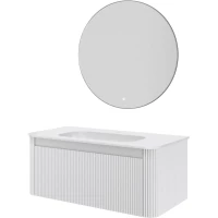 Комплект мебели Armadi Art Voi Matt White 782-100-R-MW + 786-100-MW + 545-80-CR 102 см, подвесной, белый матовый