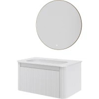 Комплект мебели Armadi Art Voi Matt White 782-080-R-MW + 786-080-MW + 545-80-MG 82 см, подвесной, белый матовый