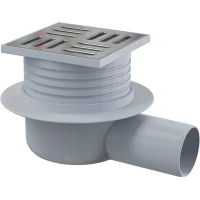 Душевой трап AlcaPlast APV26 105x105/50 мм, с решеткой, перфорированный, хром