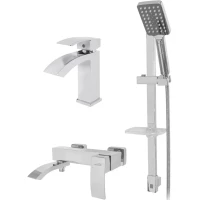 Комплект смесителей Hansberge Cubito H7077C с душевым гарнитуром, хром