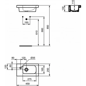 Изображение товара раковина 45x25 см ideal standard connect space e136201
