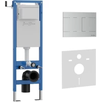 Инсталляция для унитаза Iberica Blanca Silencio Mini Inox-R IB.001M.015.01 с кнопкой смыва, матовый хром