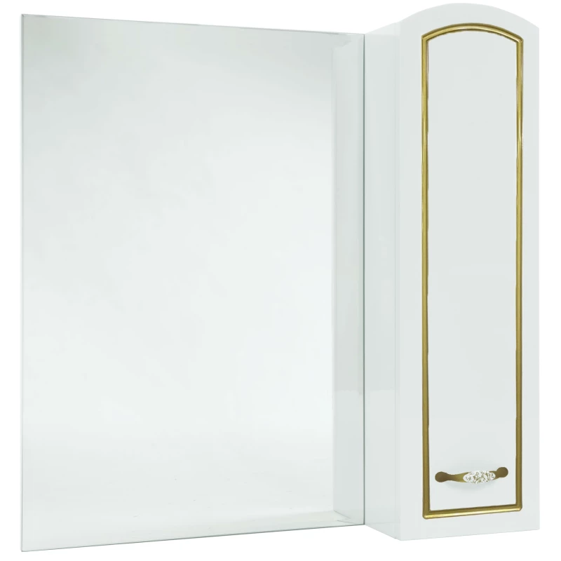 Зеркальный шкаф 68x80 см белый глянец золотая патина R Bellezza Амелия 4610311001380