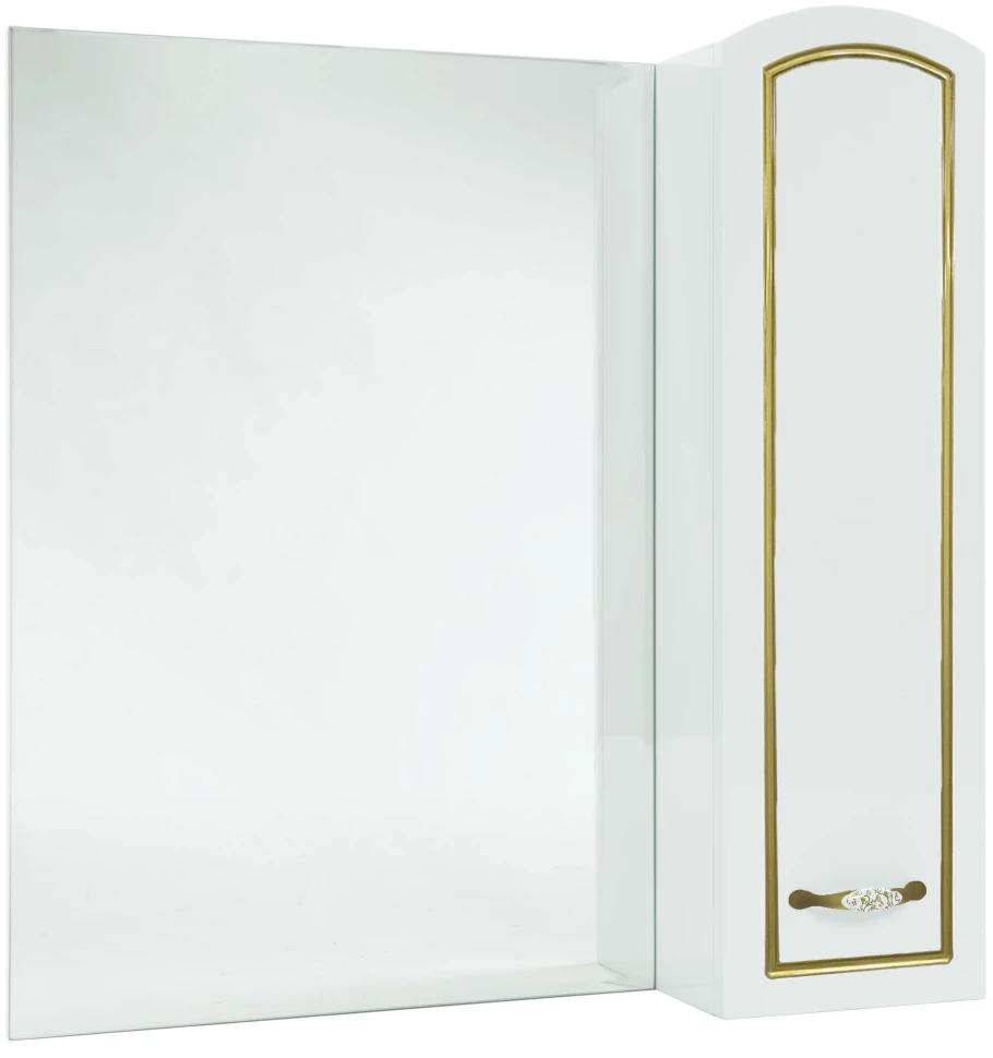 Зеркальный шкаф 68х80 см белый глянец золотая патина R Bellezza Амелия 4610311001380 - фото 1