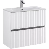 Тумба под раковину Art&Max Elegant AM-ELEGANT-600-2C-SO-BL-LED-P 61 см, подвесная, с LED-подсветкой ручек, белый глянец