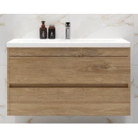 Тумба под раковину Art&Max Family-M Family-M-900-2C-SO-HG 89,6 см, подвесная, дуб харбор золотой