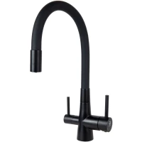 Смеситель для кухни Agger Elegant A3230344 с подключением к фильтру, гибким изливом, черный матовый