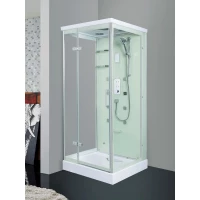 Душевая кабина WeltWasser Maine 10000001062 90x90x220 см L, с крышей, гидромассажем, низкий поддон, профиль хром, стекло прозрачное