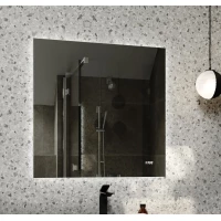 Зеркало Jorno Kvadro Kvdr.02.80/W/RL 80x80 см, с LED-подсветкой, сенсорным выключателем, часами