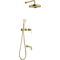 Душевой комплект Boheme Eterna 174-2-G 250 мм, со смесителем, золотой