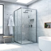 Душевой уголок Vegas Glass ZA NOVO h2000 80 07 crystalvision 80x80 см, профиль матовый хром, стекло прозрачное