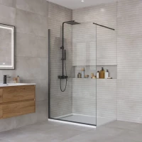 Душевая перегородка BelBagno Luce KRAFT-L-1-120-C-NERO 120 см, профиль черный матовый, стекло прозрачное