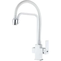 Смеситель для кухни Zorg ZR 341-8 YF WHITE с подключением к фильтру, гибким изливом, белый