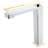 Смеситель для раковины Boheme Q 142-CRG хром/золотой