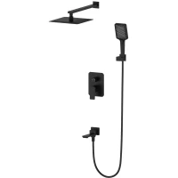 Душевой комплект Wonzon & Woghand Diamond WW-88939011-MB 300 мм, со смесителем, черный матовый