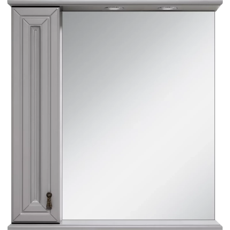 Зеркальный шкаф Misty Лувр П-Лвр03065-1504Л 65x80 см L, с подсветкой, выключателем, серый матовый