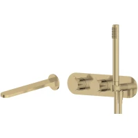 Термостат для ванны Feramolli Eva Bella OSEB1 встраиваемый, с душевым гарнитуром, золотой матовый