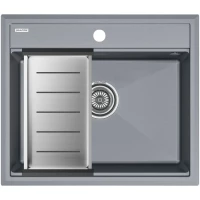 Кухонная мойка Paulmark Stepia PM115951-GRM+A375-BS 59x51 см, серый металлик