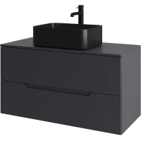 Тумба с раковиной Orange Line Li-100TugMDF+B02-460MB 100,4 см, подвесная, со столешницей, графит матовый