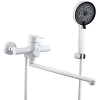 Смеситель для ванны Fmark FS8225W универсальный, с душевым гарнитуром, белый