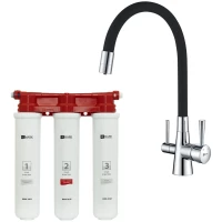 Смеситель для кухни Lemark Comfort LM3075C085 с фильтром, гибким изливом, хром/черный