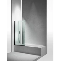 Шторка на ванну VismaraVetro LV LLV040908001500ST 80 см L, профиль черный матовый, стекло прозрачное